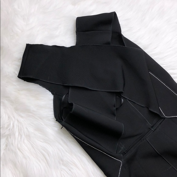 RAG AND BONE BODYCON BLACK CROSS BACK MIDI DRESS - Picture 6 of 8